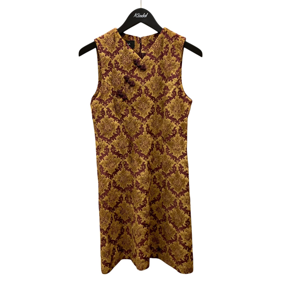 【中古】 G．V．G．V　 DAMASK JACQUARD DRESS ノースリーブワンピース GV1731031 ゴールド サイズ：34 【280825】（ジーヴィージーヴィー）