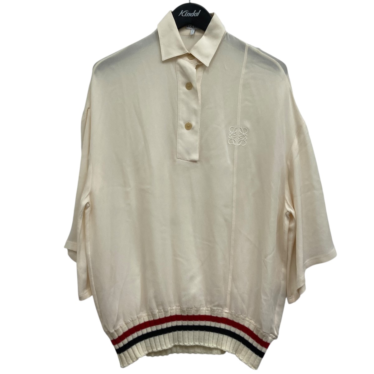 【中古】LOEWEアナグラムシルクポロシャツ アイボリー サイズ:XS【価格見直し】|ブランド古着のカインドオル