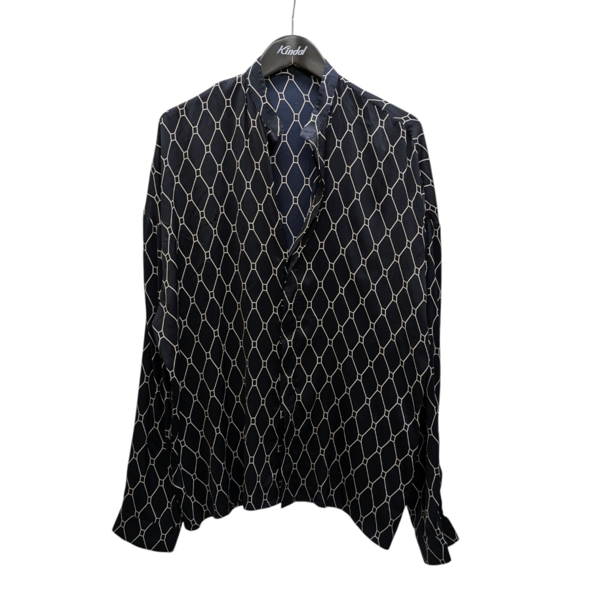 【中古】 HAIDER ACKERMANN ノーカラーシャツ ネイビー サイズ：34 【価格見直し】