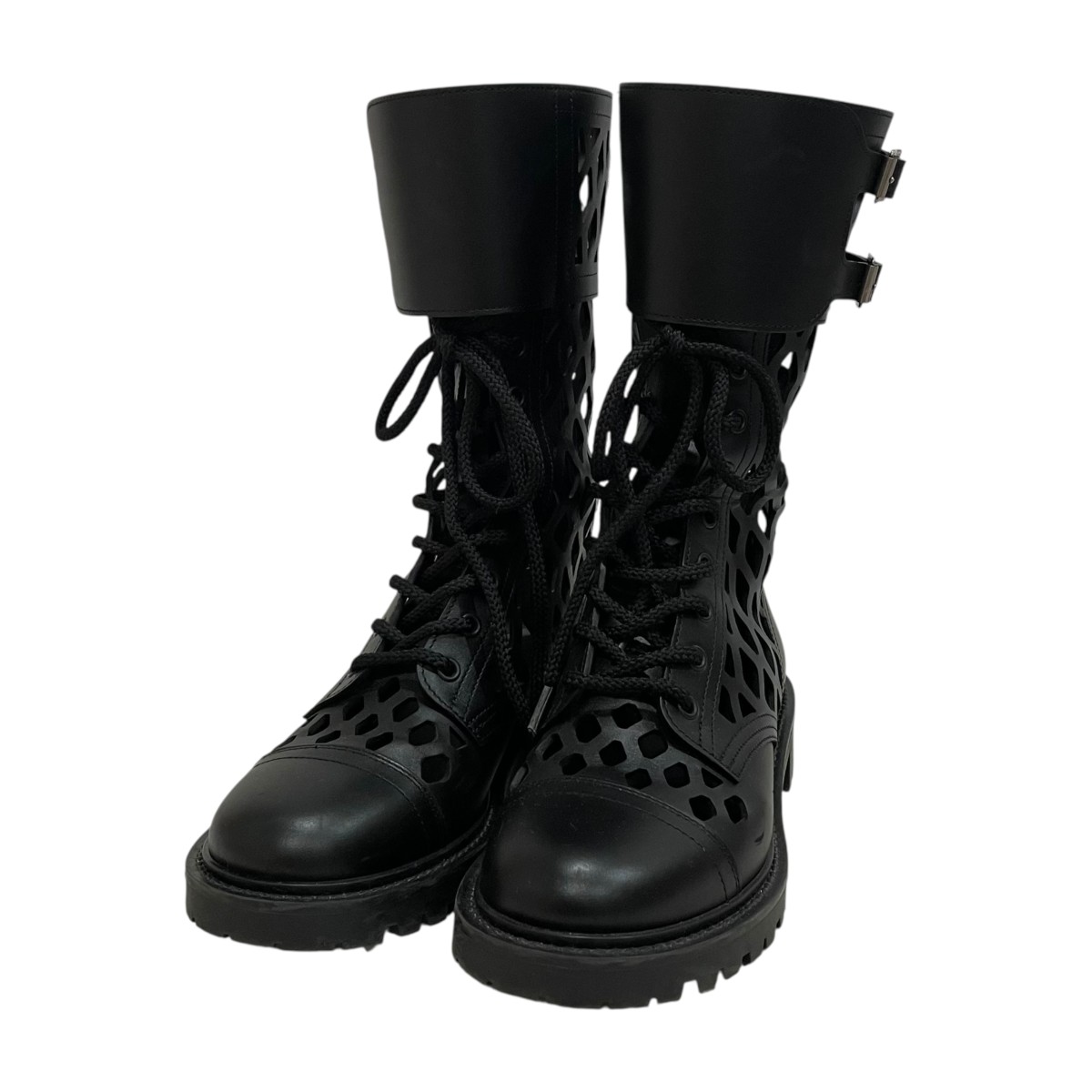 【中古】 Christian Dior D-TRAP レースアップブーツ MC 01 20 ブラック サイズ：37 1/2 【価格見直し】