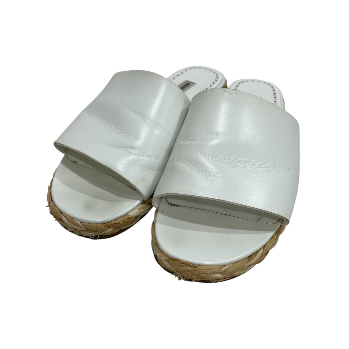 【中古】Manolo Blahnik ミュールサンダル ホワイト×ベージュ サイズ：35 【030925】（マノロブラニク）