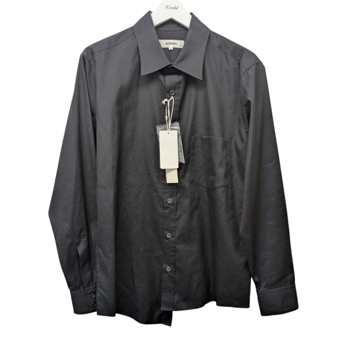 【中古】 sulvam　 25AW 台襟アシンメトリーシャツ 115500033 ブラック サイズ：S 【080226】（サルバム）