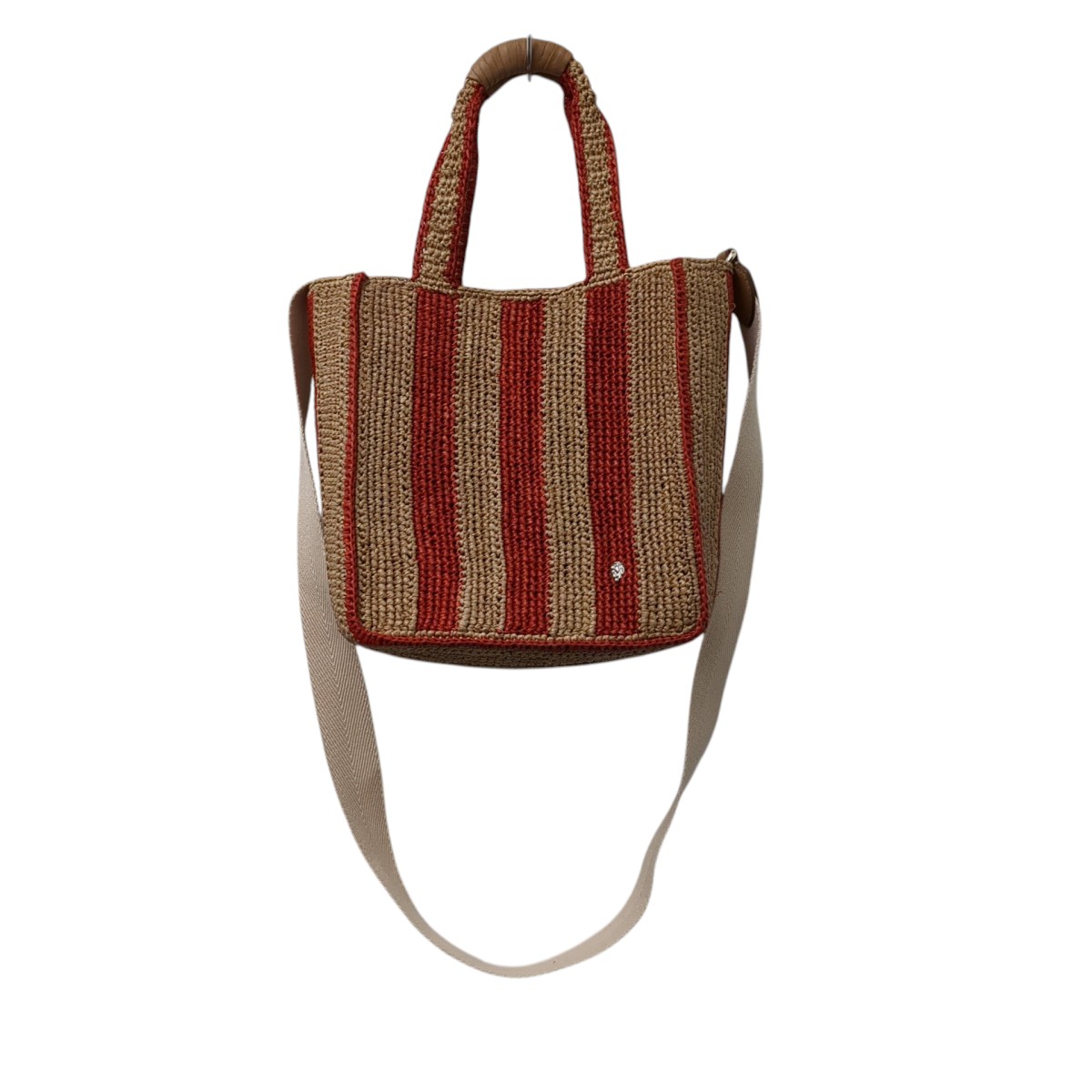 【中古】HELEN KAMINSKI Nami Mini Tote 2WAYショルダーバッグ 赤いこと×ベージュ 【300326】（ヘレンカミンスキー）