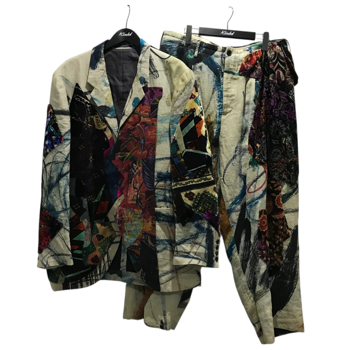 【中古】\u003cBR\u003eYohji Yamamoto pour homme\u003cBR\u003eパッチワークセットアップ HZ-J58-819／HZ-P38-325 マルチ色合い 大いさ：JK3/PA2\u003cBR\u003e【通貨価値思いなおす】