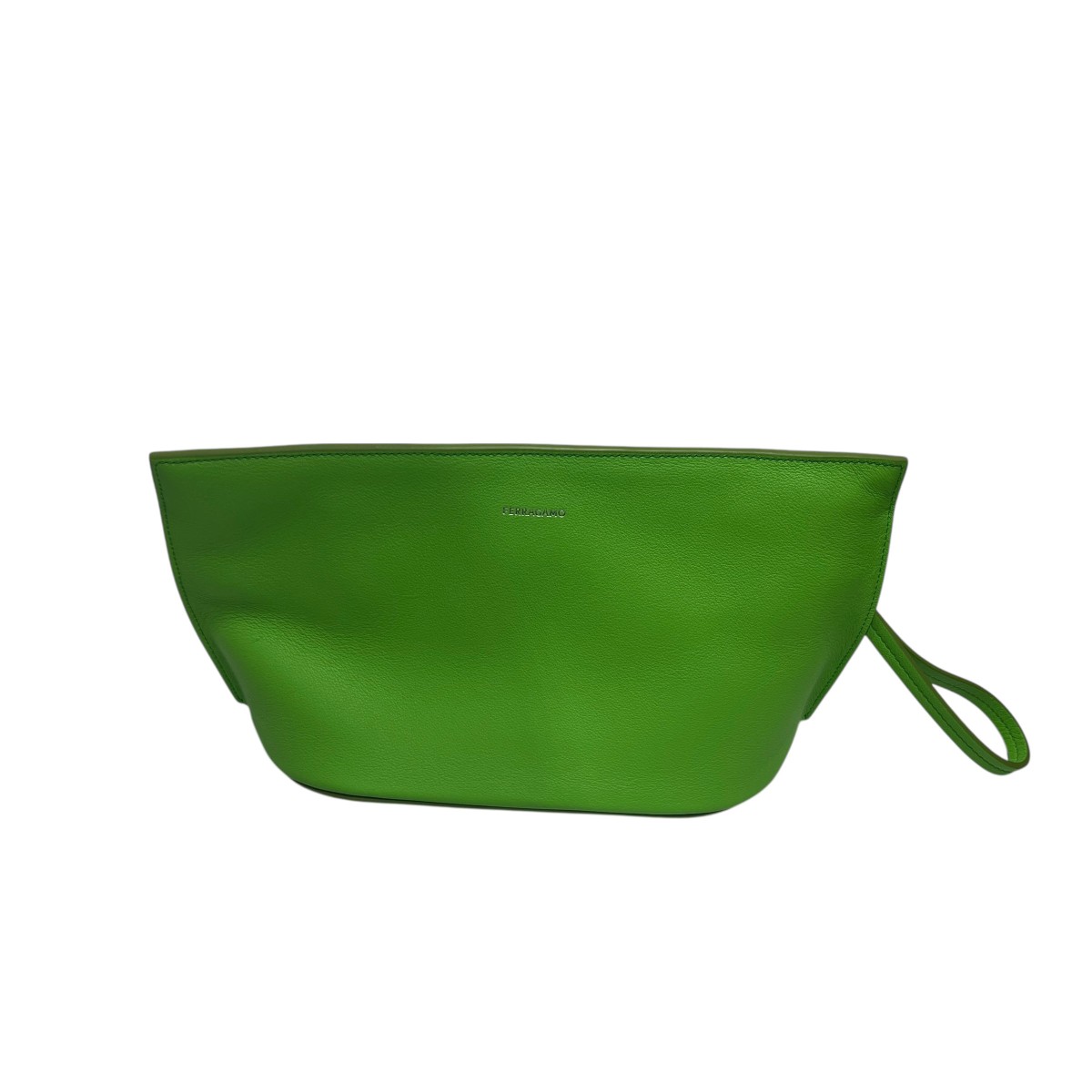 【中古】<br>Salvatore Ferragamo<br>レザーポーチ AU-24／13990 グリーン<br>【価格見直し】