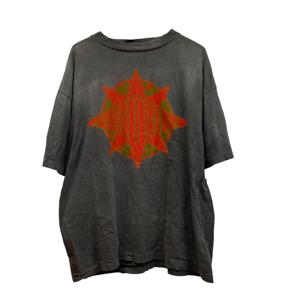 【中古】SAINT MICHAEL X DENIM TEARS SS TEE ST TEARS 刷り上げる半袖カットソー SM-YS1-0000-C45 薄墨色 大きさ：XL 【020526】（仙マイケル）