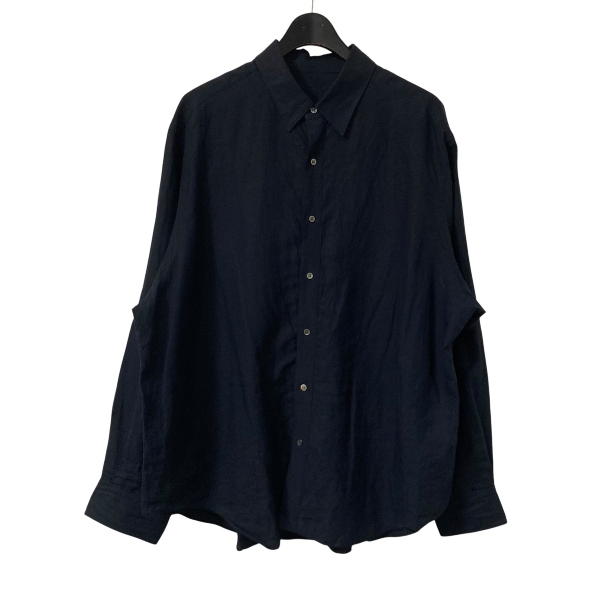 【中古】 GALERIE VIE 25SS リネン レギュラーカラーシャツ リネンシャツ 21015101101 ネイビー サイズ：Free 【価格見直し】