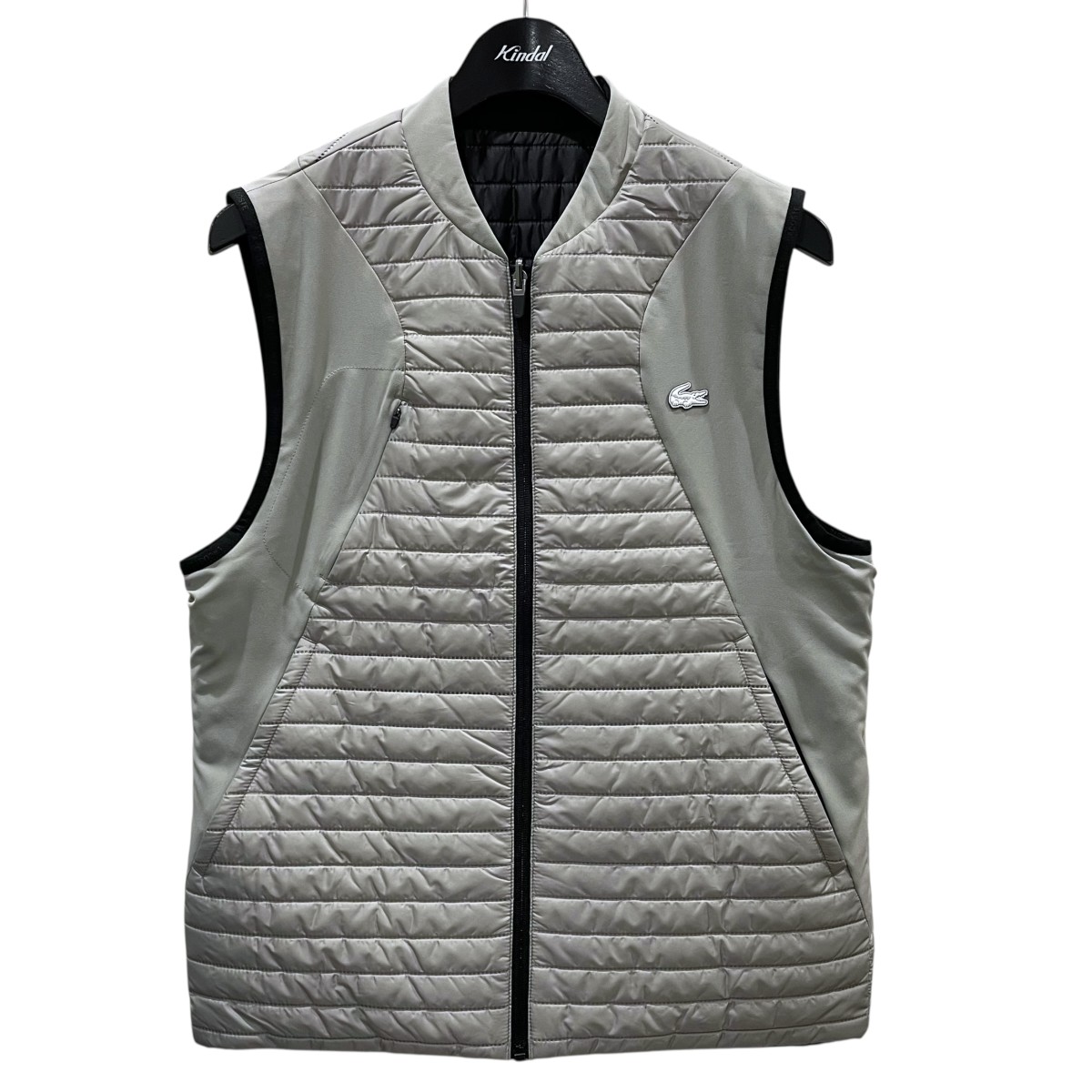 【中古】 LACOSTE リバーシブルジップアップ中綿ベスト リバーシブルパッデッドベスト BH9266 ライトグレー・ブラック サイズ：S/M 【価格見直し】
