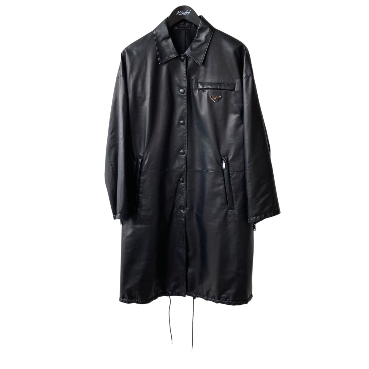 【中古】 PRADA トライアングルプレート レザーコート 98339 ブラック サイズ：36