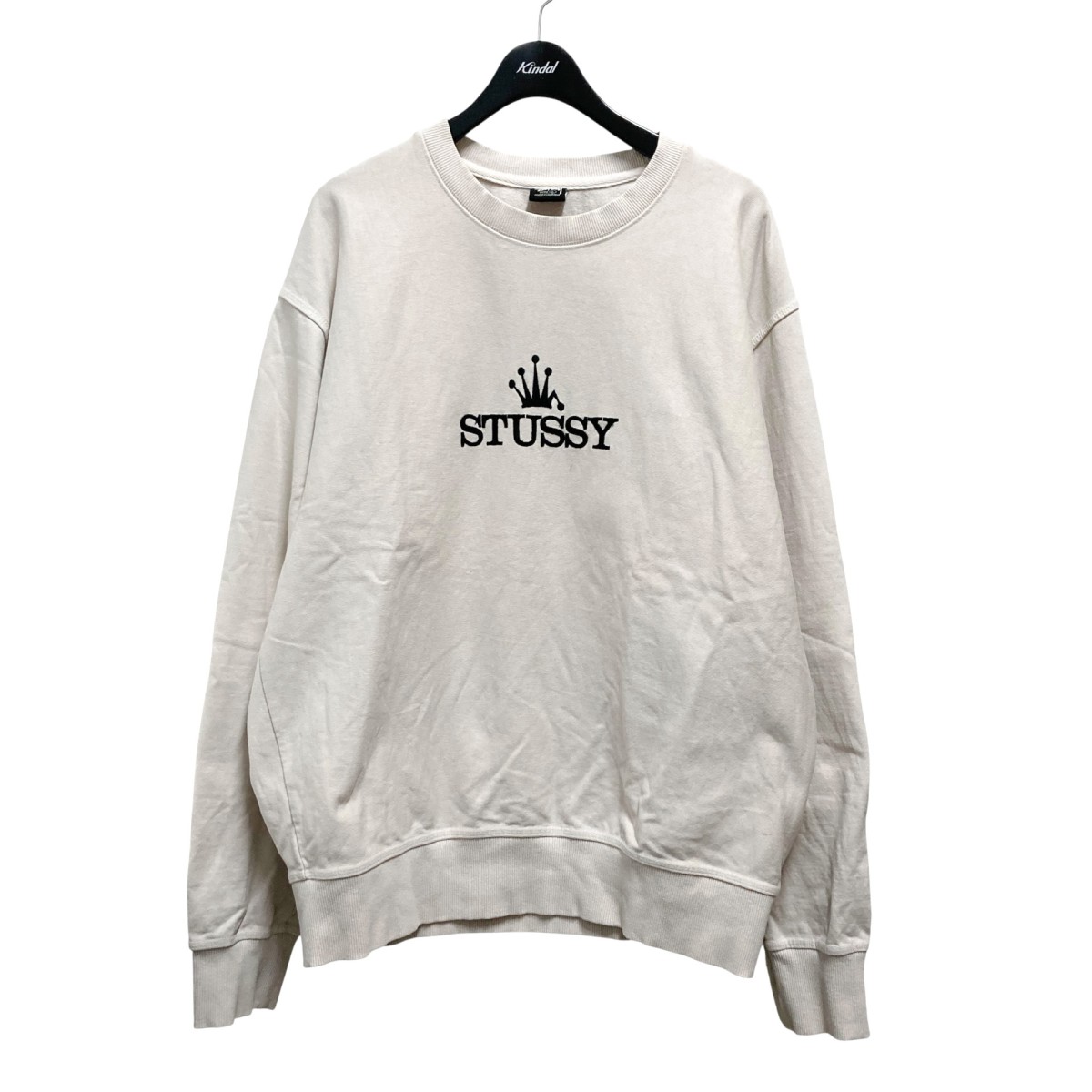 90s Stüssy スウェット Lサイズ クリーム色 ステューシー　刺繍 90s OLD STUSSY 紺タグ SSリンクロゴ スウェット - ブランド古着