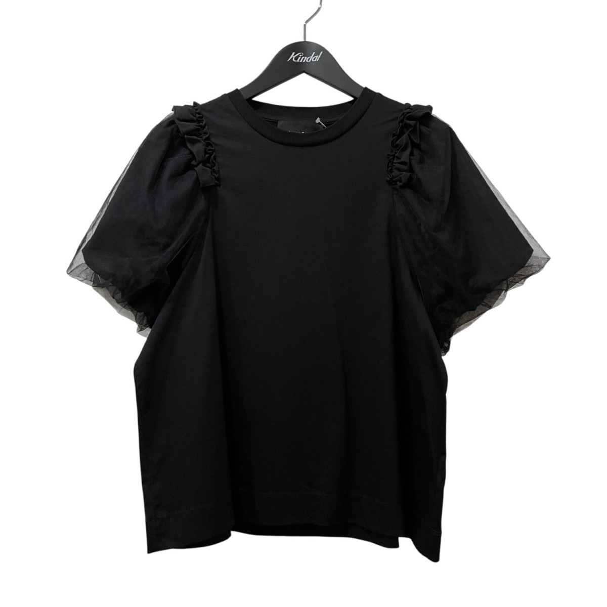 【中古】 Simone Rocha　 Tulle Overlay Puff Sleeve T-Shirt パフスリーブ Tシャツ 5179 0553 ブラック サイズ：S 【170426】（シモーネ ロシャ）