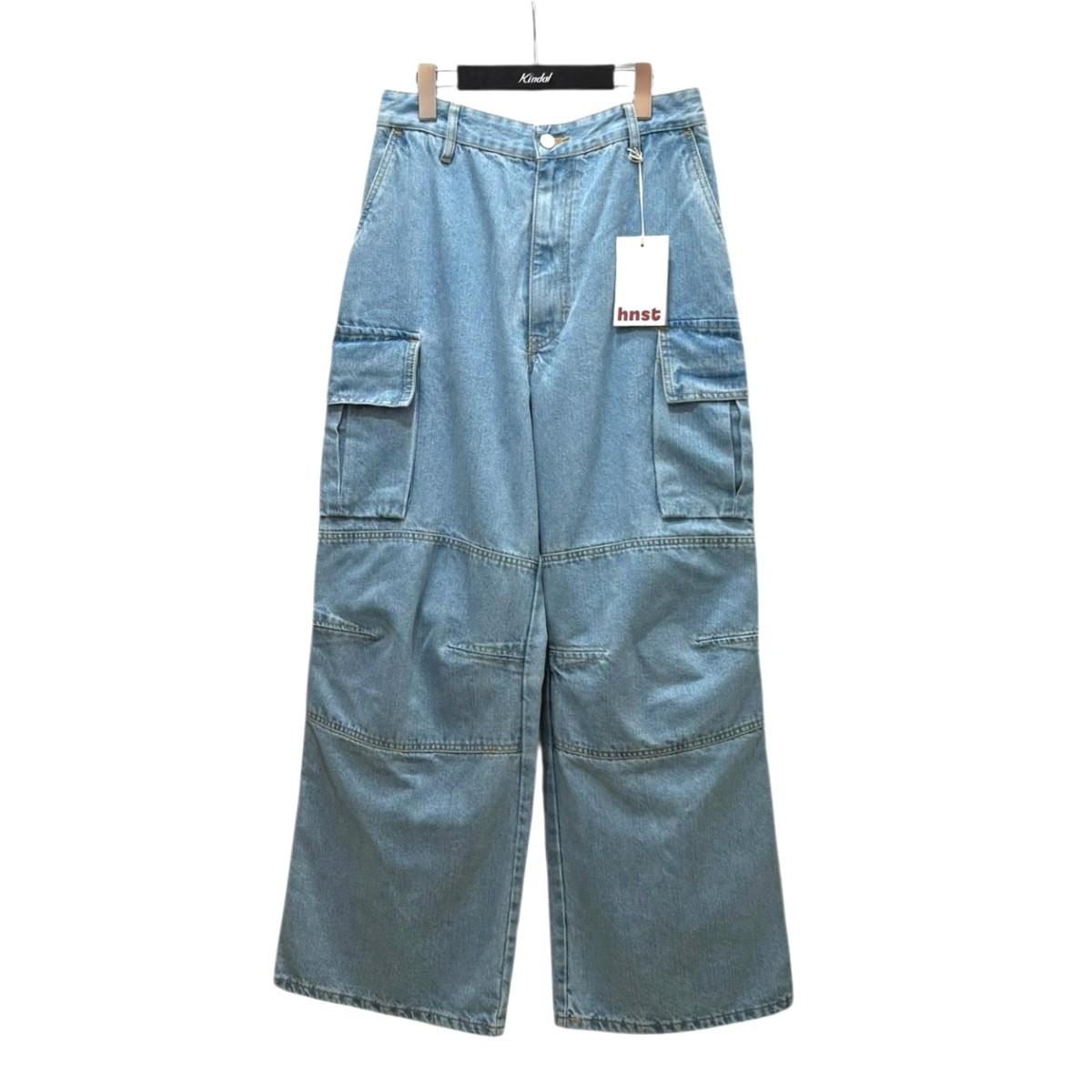 【中古】hnst denim cargo pants デニムカーゴパンツ ST042／R004／L001 ともし火青み 大きさ：XS 【090925】（オネスト）