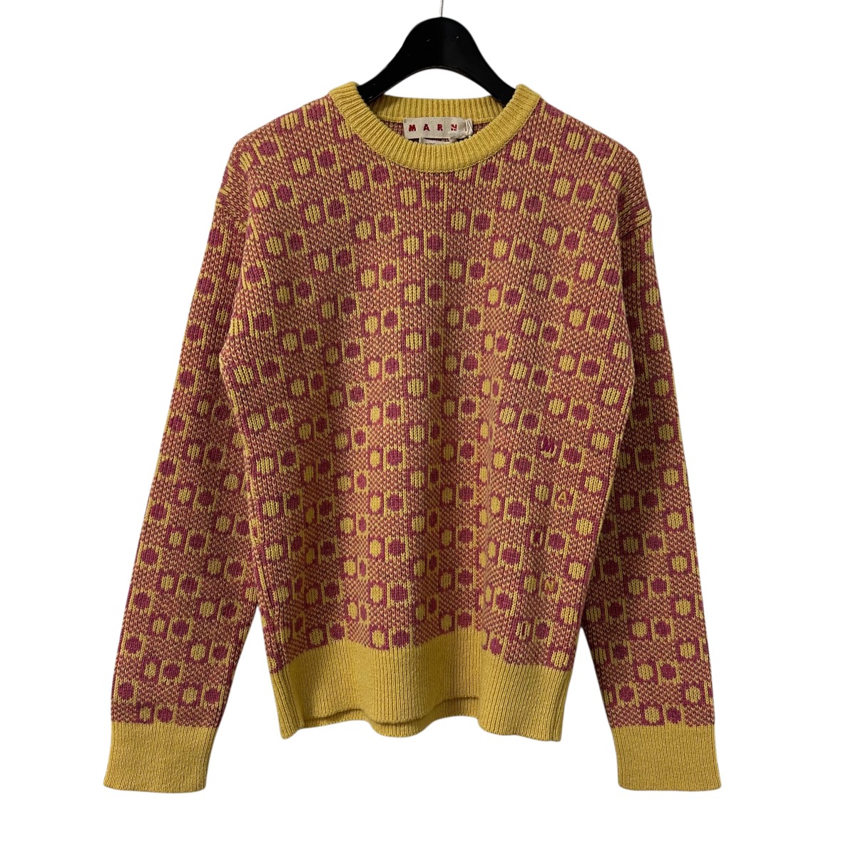 【中古】MARNI 23AW クルーネックニット GCMG0356Q0 黄色×さくら色 大きさ：46 【080426】（マルニ）