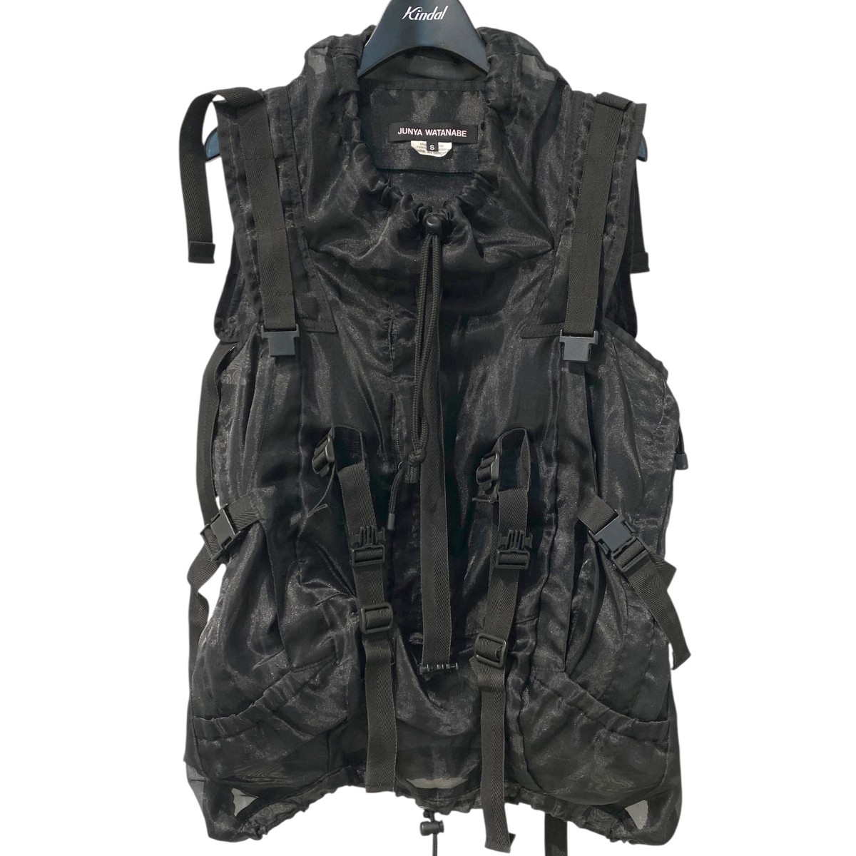 【中古】\u003cBR\u003eJUNYA WATANABE COMME des GARCONS\u003cBR\u003e25SS JO-B007 Organdy Tech Blouseテックブラウスベストノースリーブトップス 黒いこと 大いさ：S\u003cBR\u003e【通貨価値思いなおす】