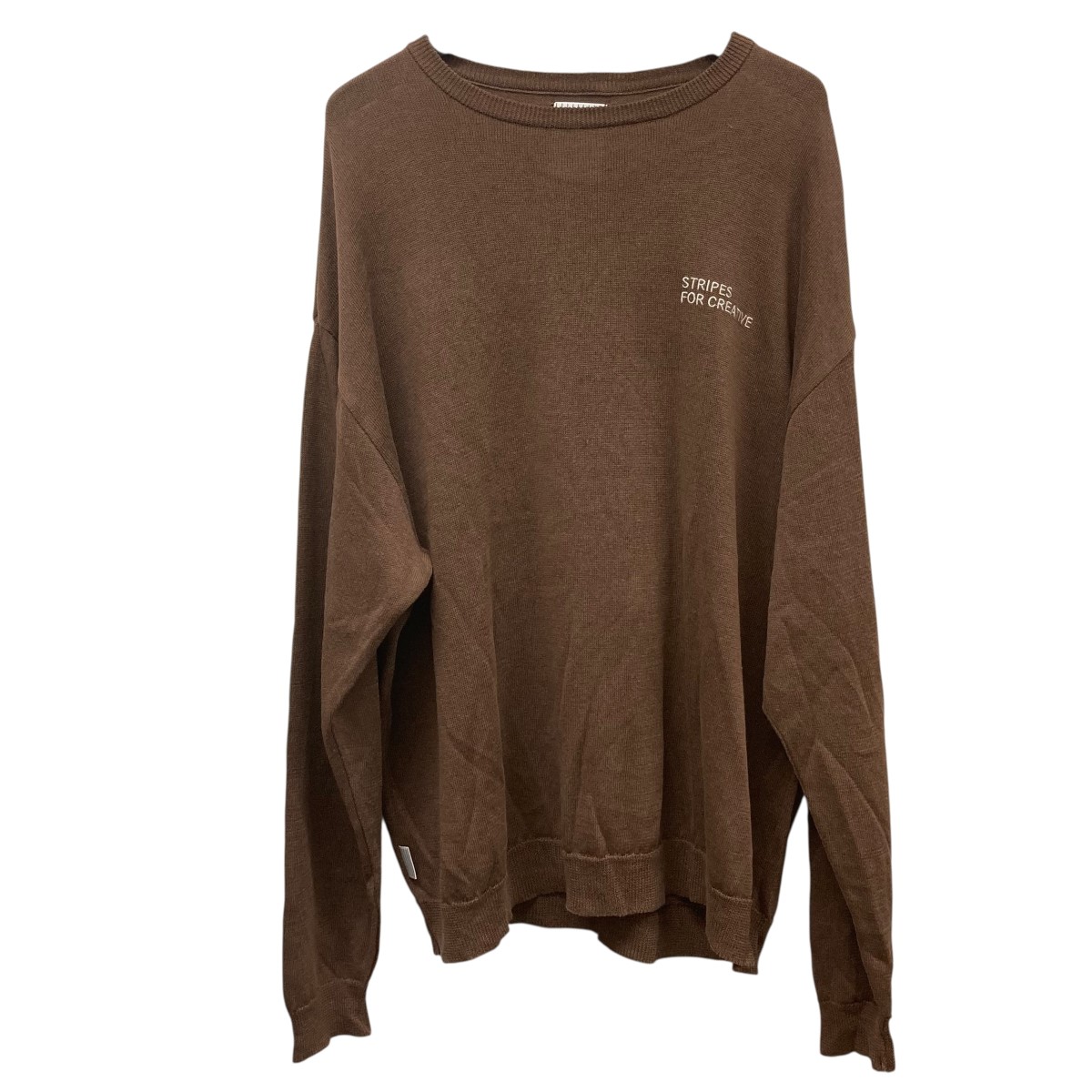 【中古】 Stripes For Creative ロゴ刺しゅうリネンニット ブラウン サイズ：XL 【価格見直し】