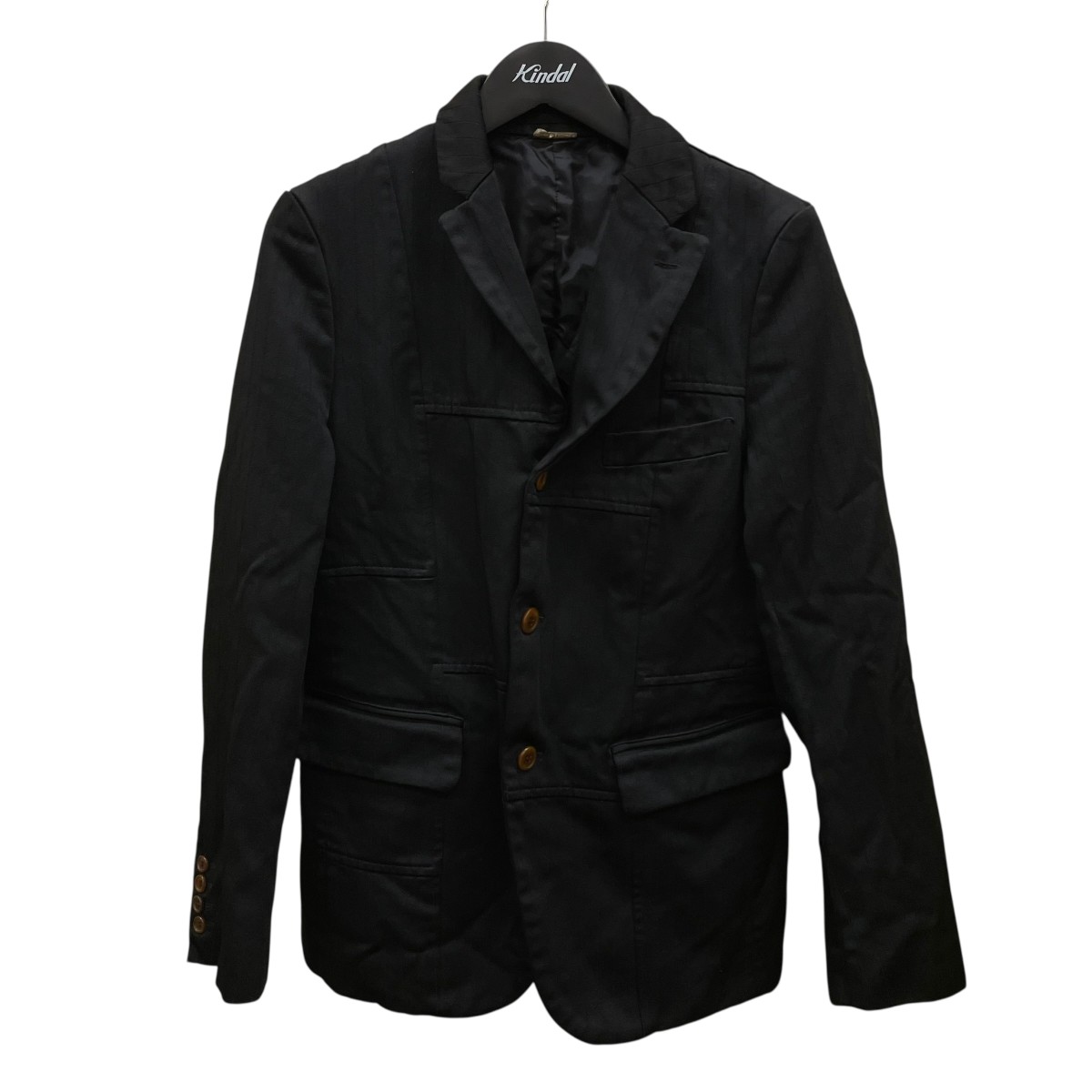 【中古】 COMME des GARCONS HOMME DEUX パッチワークテーラードジャケット DM-J044 ブラック サイズ：XS 【価格見直し】