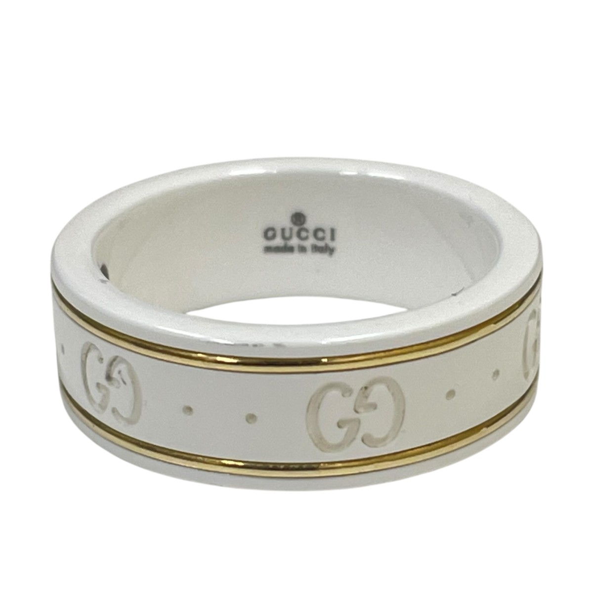 【中古】<br>GUCCI<br>GGロゴアイコンリング ホワイト サイズ：15号<br>【価格見直し】