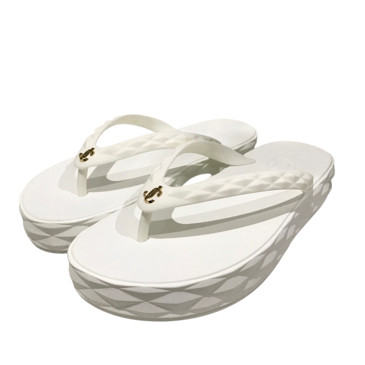 【中古】 JIMMY CHOO 【DIAMONDO FLIP FLOP】 トングサンダル J00015254938 DIAMONDO FLIP FLOP ホワイト サイズ:38 【価格見直し】