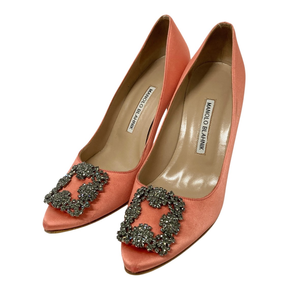 【中古】\u003cBR\u003eManolo Blahnik\u003cBR\u003eハンギシ 繻子パンプス 秋味サクラ色 大きさ：38\u003cBR\u003e【必要経費思いかえす】