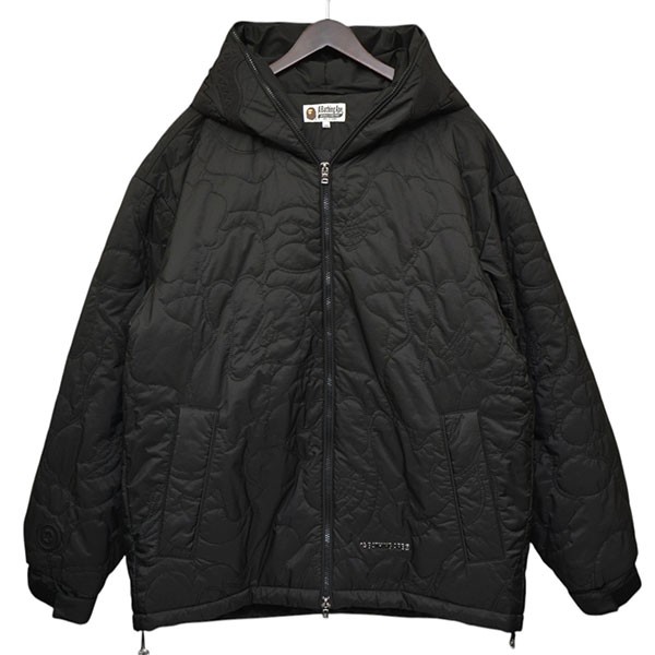 【中古】 A BATHING APE 2025SS　LINE CAMO QUILTED NYLON SHARK FULL ZIP JACKET　キルティングカモフラシャークジャケット　1K80-141-309 ブラック サイズ：2XL 【価格見直し】