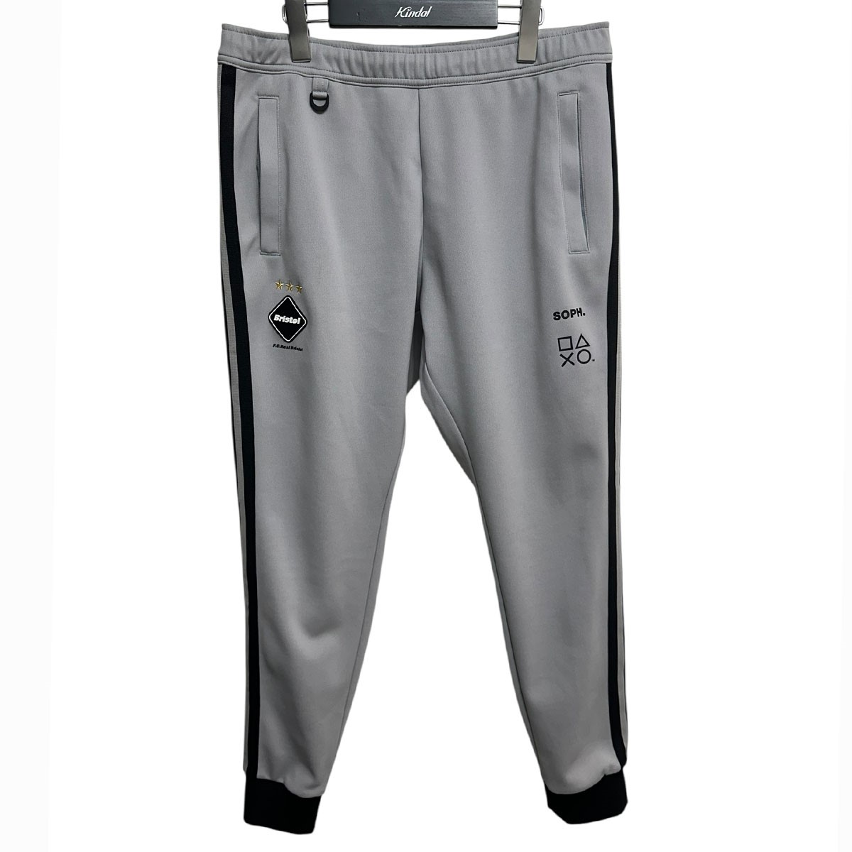 【中古】F．C．R．B．×PlayStation 24AW なおなお書き30 TRAINING TRACK RIBBED PANTS 30周年ダブルネームトラックパンツ FCRB-242157 薄墨色×黒いこと 大きさ：L 【170925】（エフシーアールビー×プレイステーション）