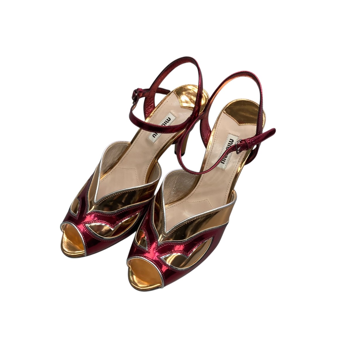 【中古】 MIU MIU　 ヒールパンプス 5X312A ピンク サイズ：39 1/2 【180925】（ミュウミュウ）