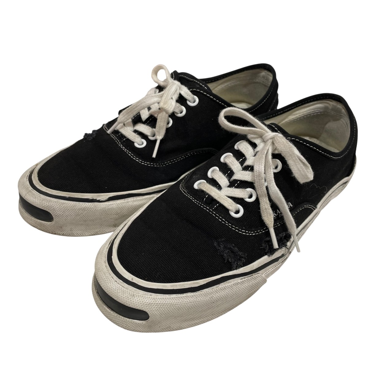 【中古】 KAMIYA Herc Distressed Vulcanized Sneaker スニーカー G13FW702 ブラック サイズ：42 【価格見直し】
