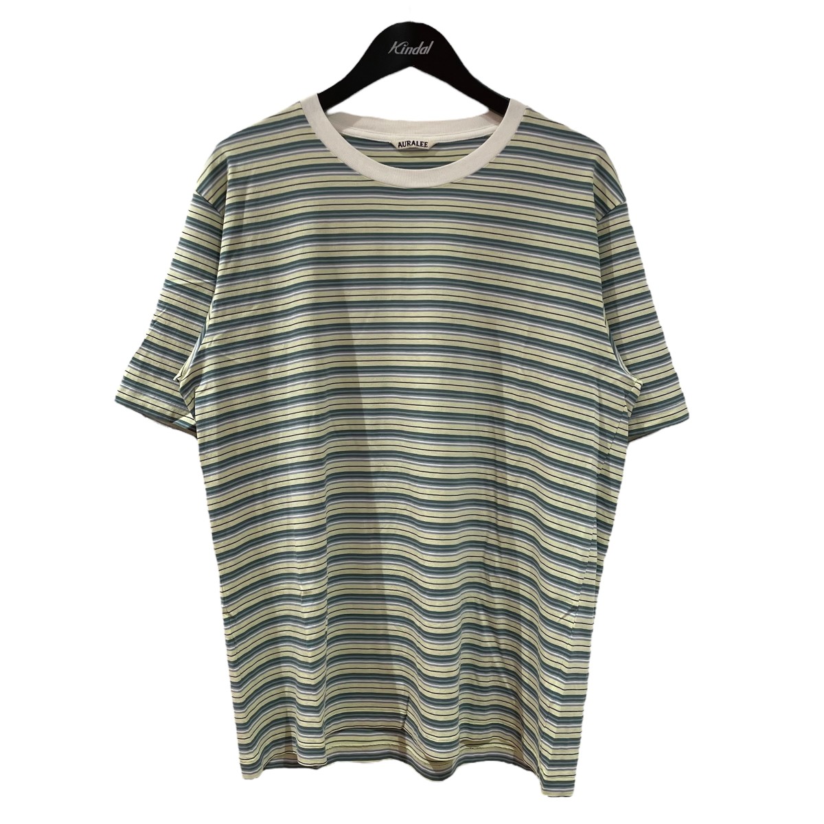 【中古】 AURALEE　 HARD TWIST COTTON BORDER TEE 半袖Tシャツ A24ST02BR 黄緑 サイズ：3 【050426】（オーラリー）