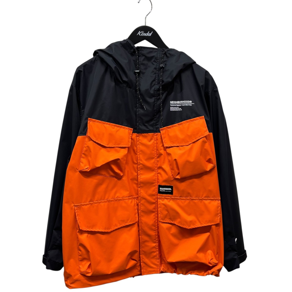 【中古】 NEIGHBORHOOD 24SS MOUNTAIN PARKA ナイロンジャケット 241TSNH-JKM09 ブラック×オレンジ サイズ：M 【価格見直し】