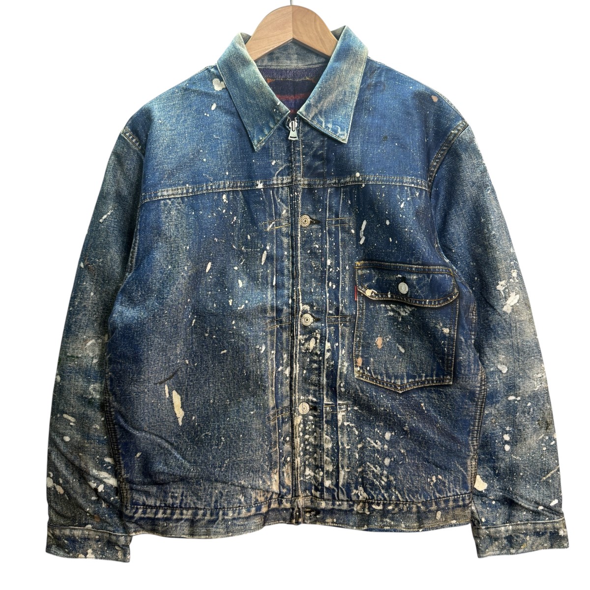 【中古】 TOLQ×Yutaka．F ／Trompe L’oeil Printed Jacket 1950 Type-1 T-Back ／転写デニム風ジャケット TA-2001 インディゴ サイズ：38 【価格見直し】 29,700円