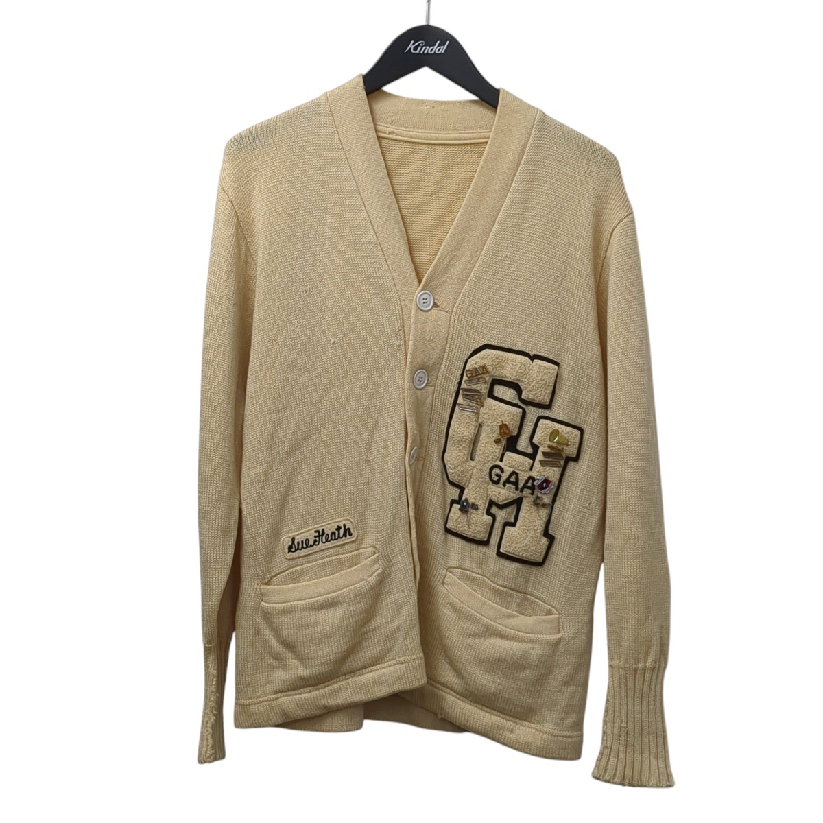 【中古】 VINTAGE 60s GAA Award Cardigan レタード ピンズ付き リブ長 カーディガン ホワイト サイズ：- 【価格見直し】