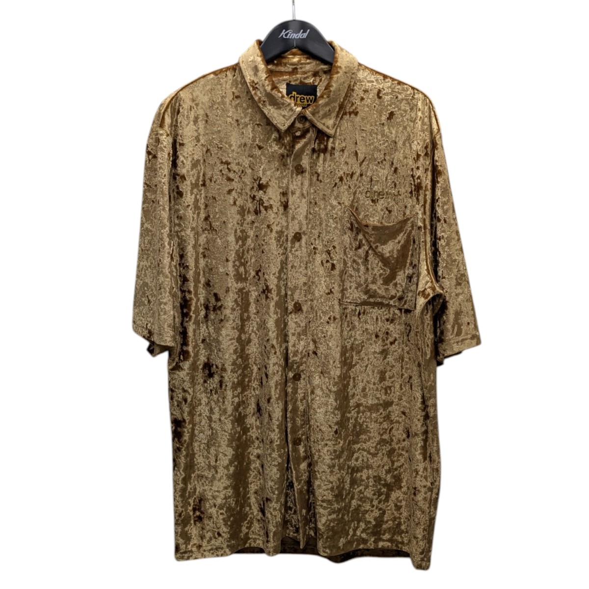 【中古】 Drew House ベルベット半袖シャツ ブラウン サイズ：L 【価格見直し】