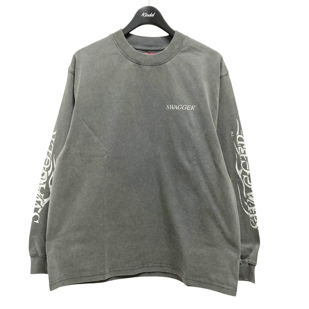 【中古】 SWAGGER　 加工プリントカットソー SWG24 LT08 ライトグレー サイズ：M 【210925】（スワッガー）