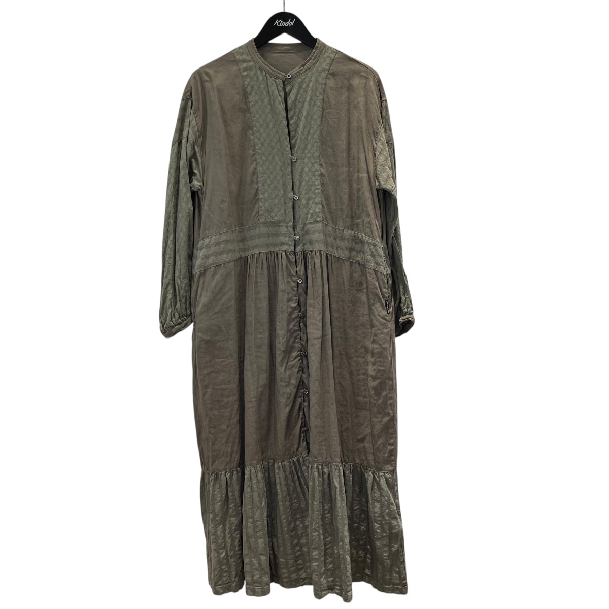 【中古】 nest Robe　 25SS 01251-1124 パッチワークワンピース カーキ サイズ：Free 【210925】（ネストローブ）
