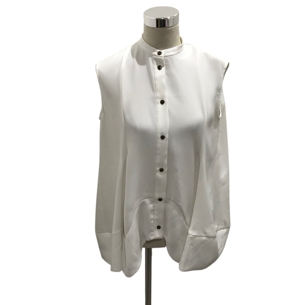 【中古】 ENFOLD　 【SOLID FLARE-HEM BLOUSE】 ノースリーブブラウス 300HA230-2660 ホワイト サイズ：38 【220925】（エンフォルド）
