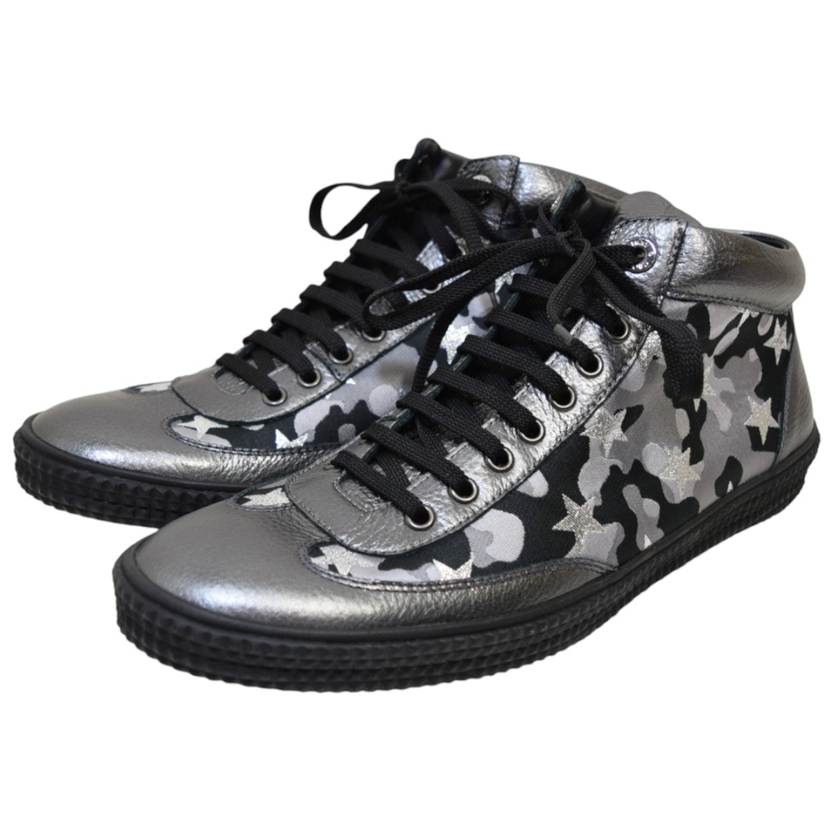 【中古】 JIMMY CHOO　 VARLEY ミッドカットスニーカー CSJ161 ブラック×グレー サイズ：44 【220925】（ジミーチュウ）