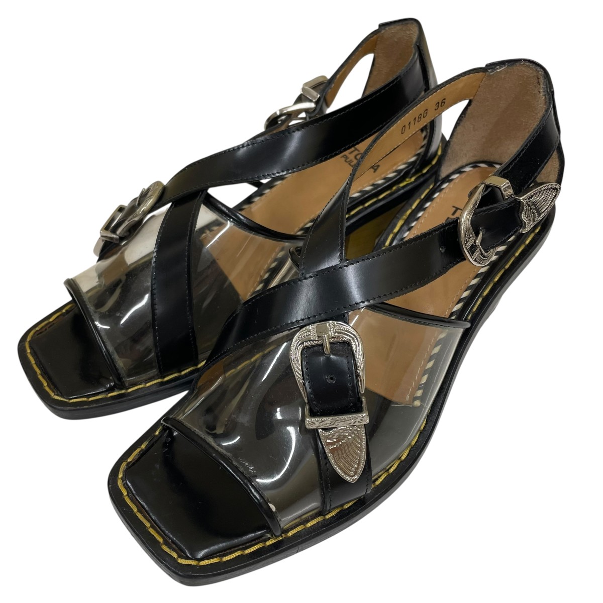 【中古】 TOGA PULLA　 レザーサンダル ブラック サイズ：36 【230925】（トーガプルラ）