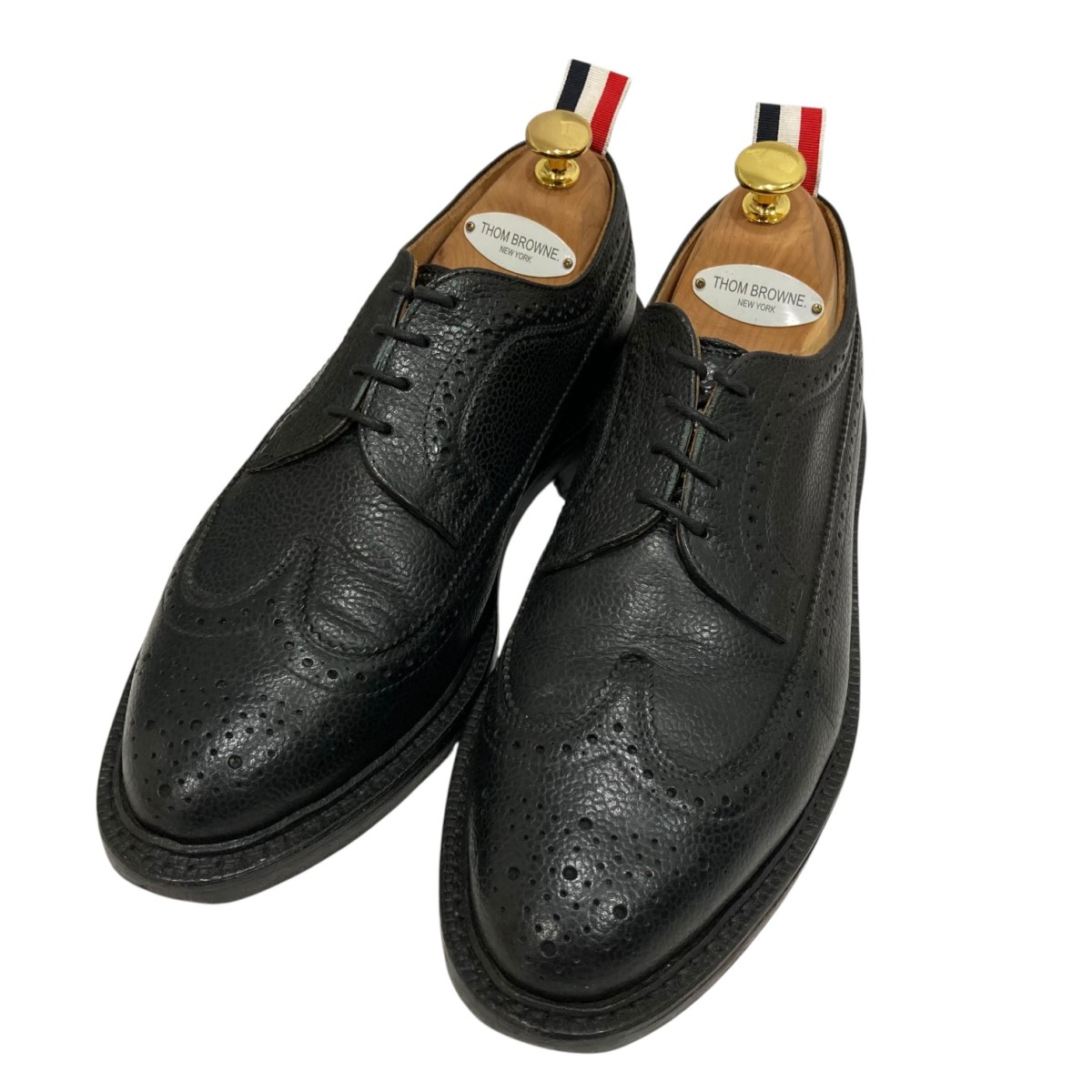 【中古】<br>Thom Browne<br>ロングウィング ブローグ レザーシューズ MFD002A-00198 サイズ：7<br>【価格見直し】