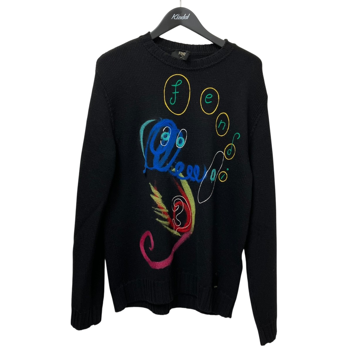 【中古】<br>FENDI<br>21AW フェルトデザイン ニット 12CPF-21-665 ブラック サイズ：48<br>【価格見直し】