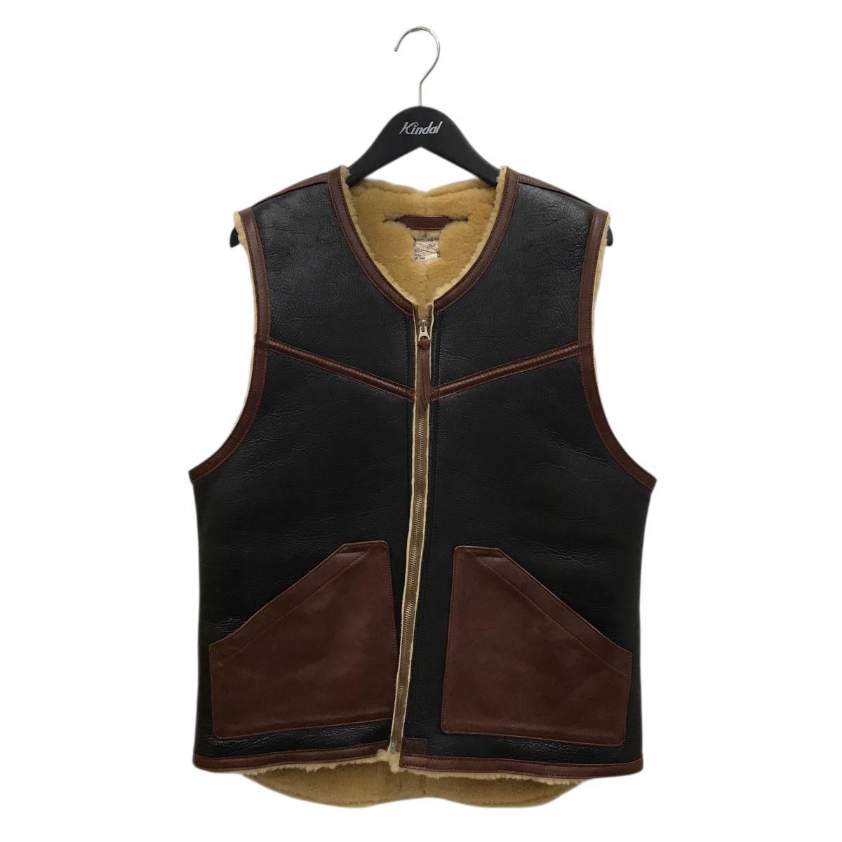 リアルマッコイズ　ベスト　セーター　42　カーキ　ウール100 リアルマッコイズ ベスト セーター 42 カーキ ウール100