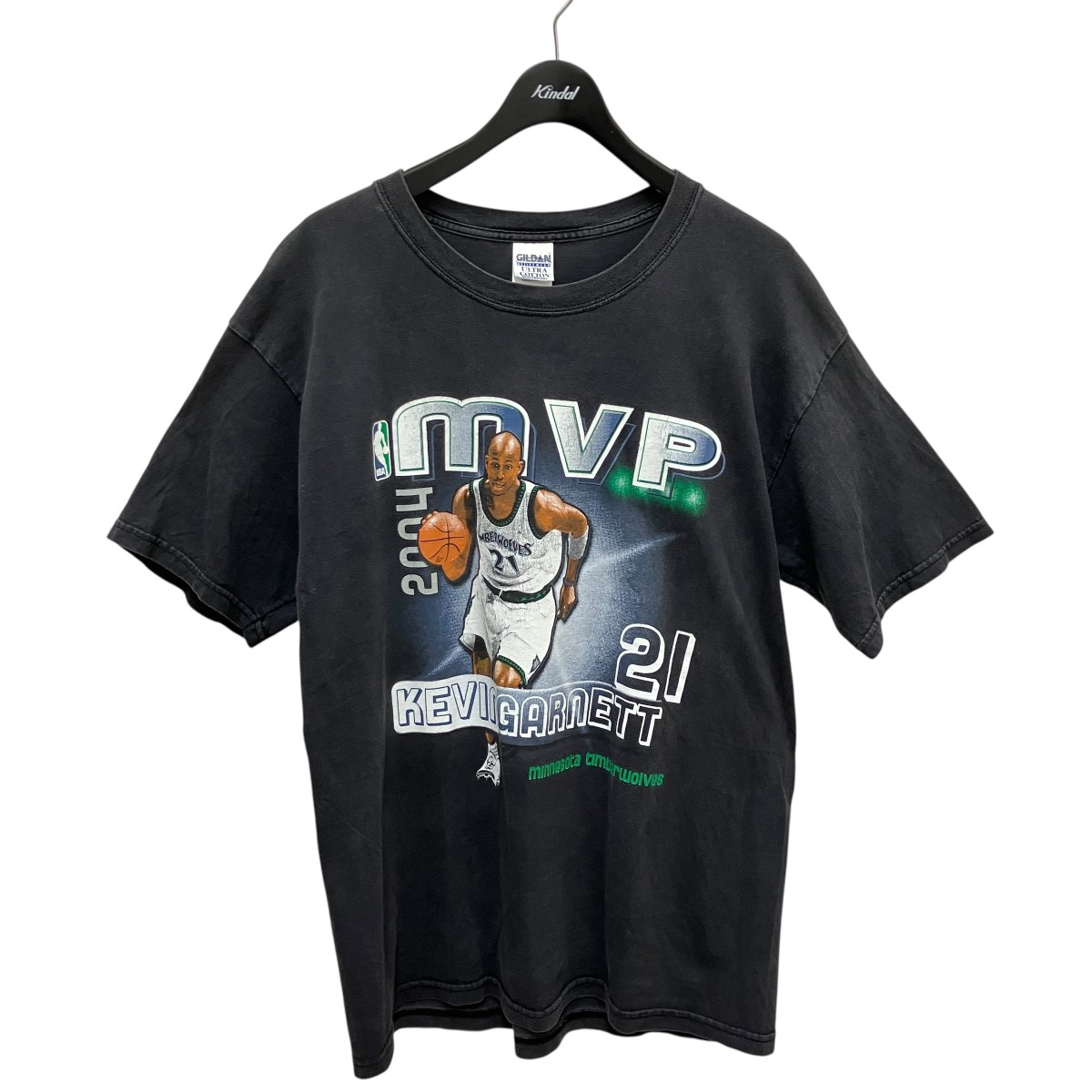 【中古】 GILDAN 00S NBA KEVIN GARNETT MVP 2004 半袖Tシャツ ブラック サイズ：L 【価格見直し】