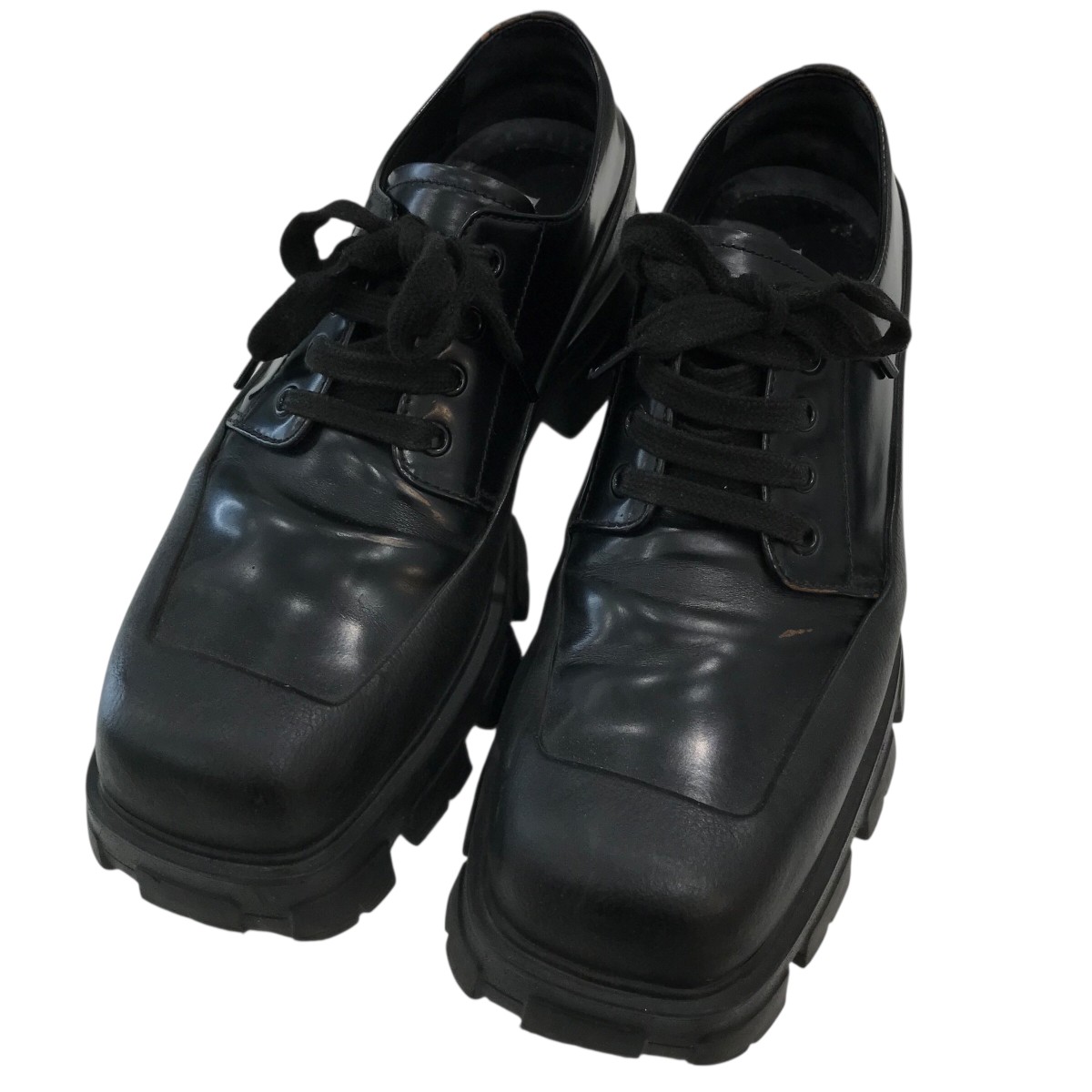 【美品】PRADA ブラック フラットシューズ 楽天市場】【中古】PRADA 13AW タンクソールシューズ ブラック