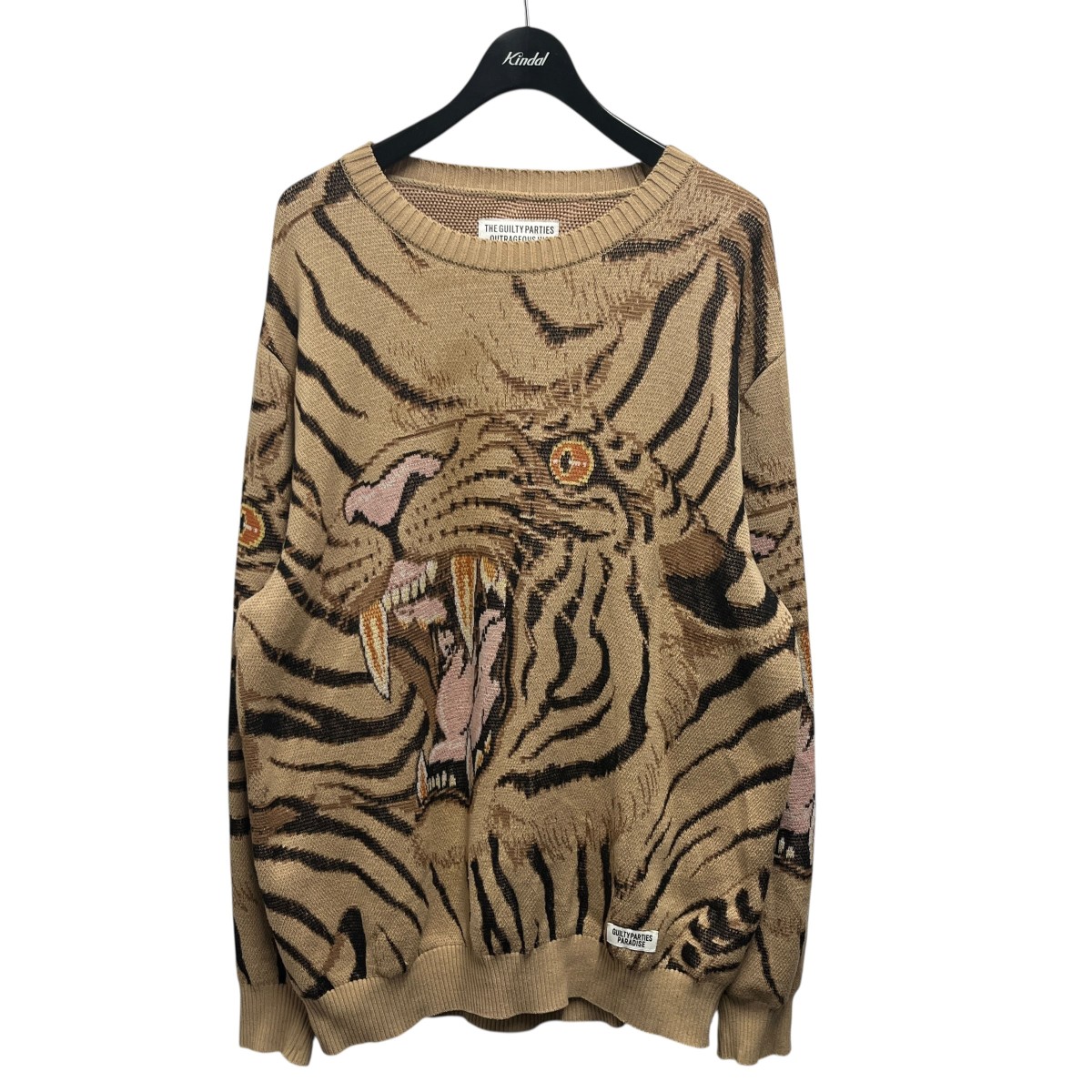 【中古】 WACKO MARIA TIM LEHI JACQUARD SWEATERニットセーター ベージュ サイズ：M 【価格見直し】
