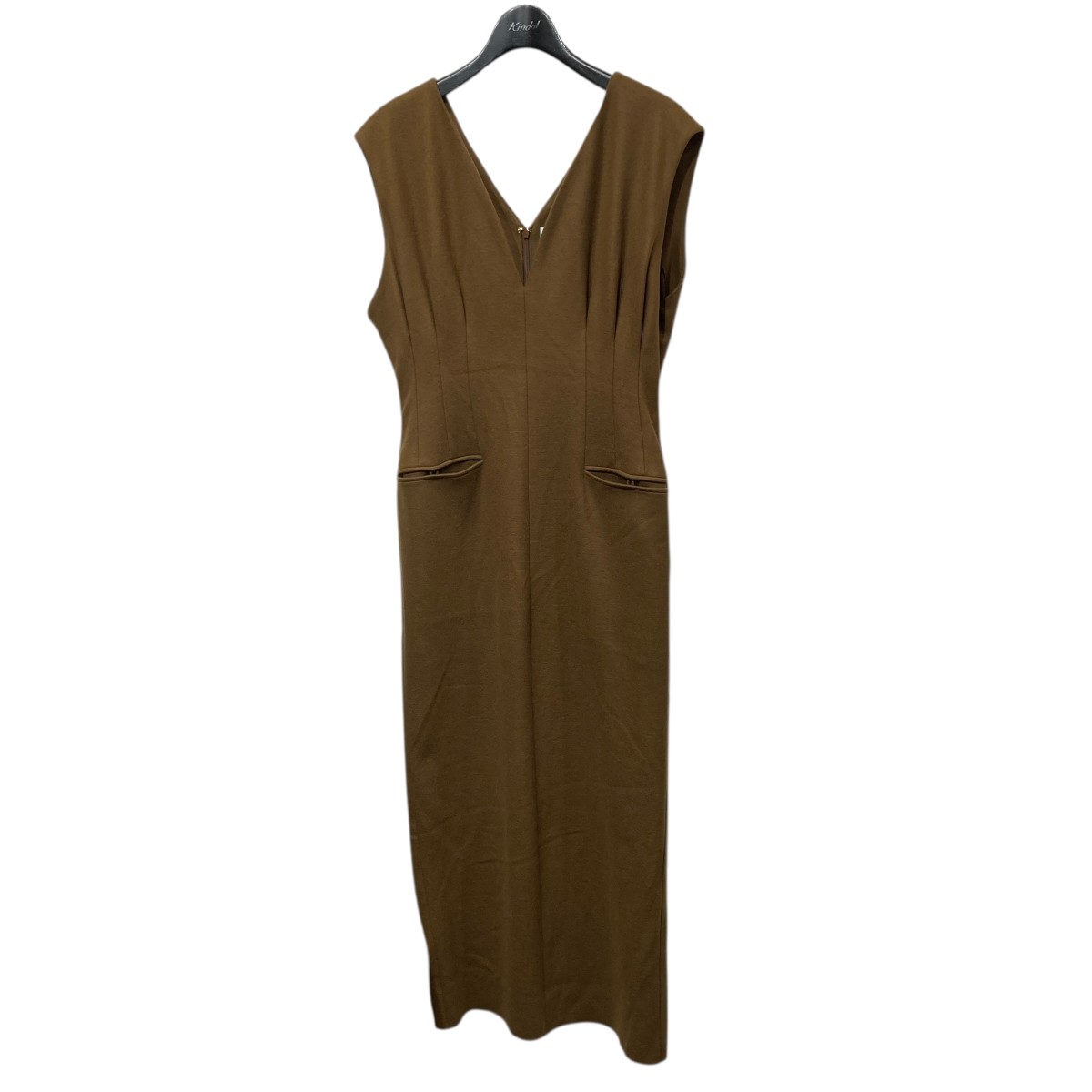 【中古】 mame kurogouchi 22AW V-Neck Tucked Wool Dress ノースリーブワンピース MM22PF-DR720 オリーブ サイズ：2 【価格見直し】