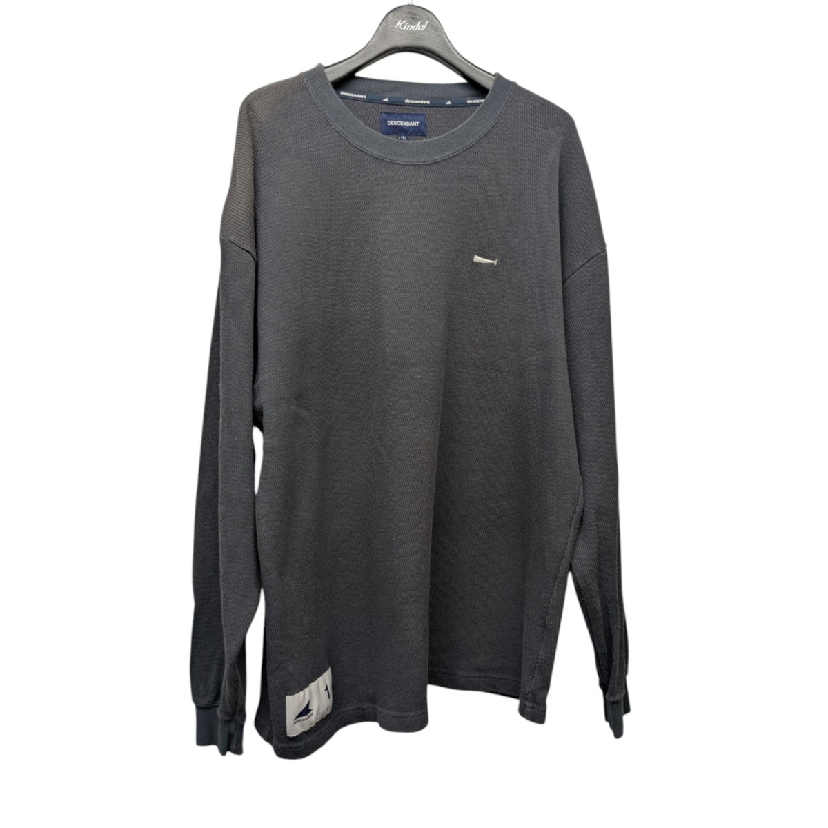 【中古】 DESCENDANT GAUFRE WAFFLE LS ロゴサーマルカットソー チャコールグレー サイズ：1 【価格見直し】