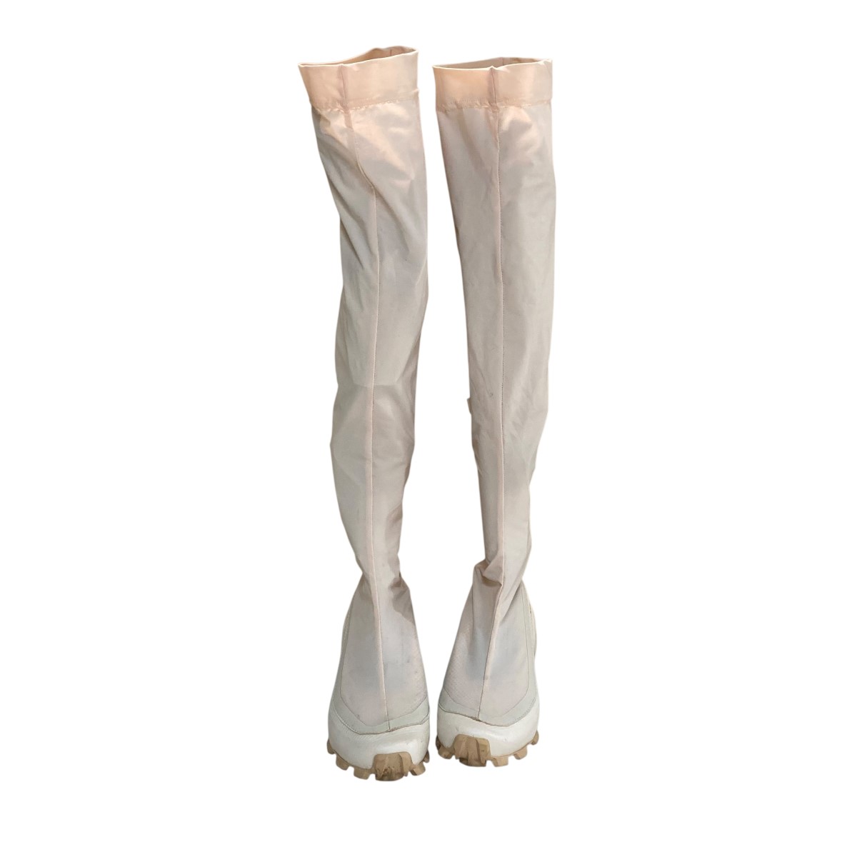 【中古】 MM6 Maison Margiela×SALOMON ラバー×ファブリック ロングブーツ ピンクベージュ サイズ：22 【価格見直し】
