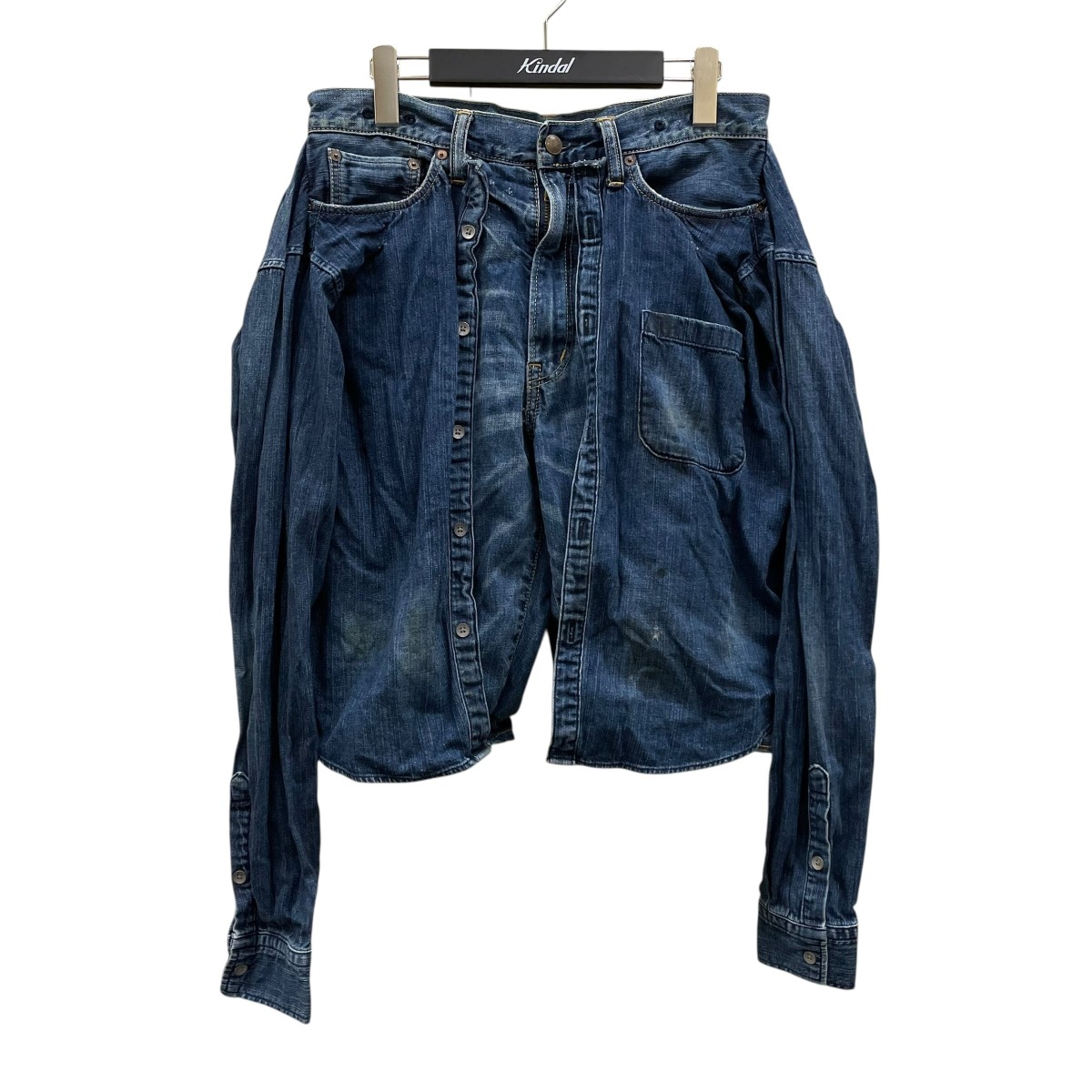 【中古】 MIHARA YASUHIRO デニム シャツ レイヤード カプリ パンツ 41122177 インディゴ サイズ：46 【価格見直し】