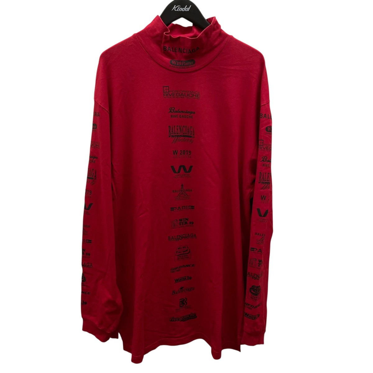 【中古】 BALENCIAGA Multi Logo Turtle Neck タートルネック長袖カットソー 59482 レッド サイズ：XS 【価格見直し】