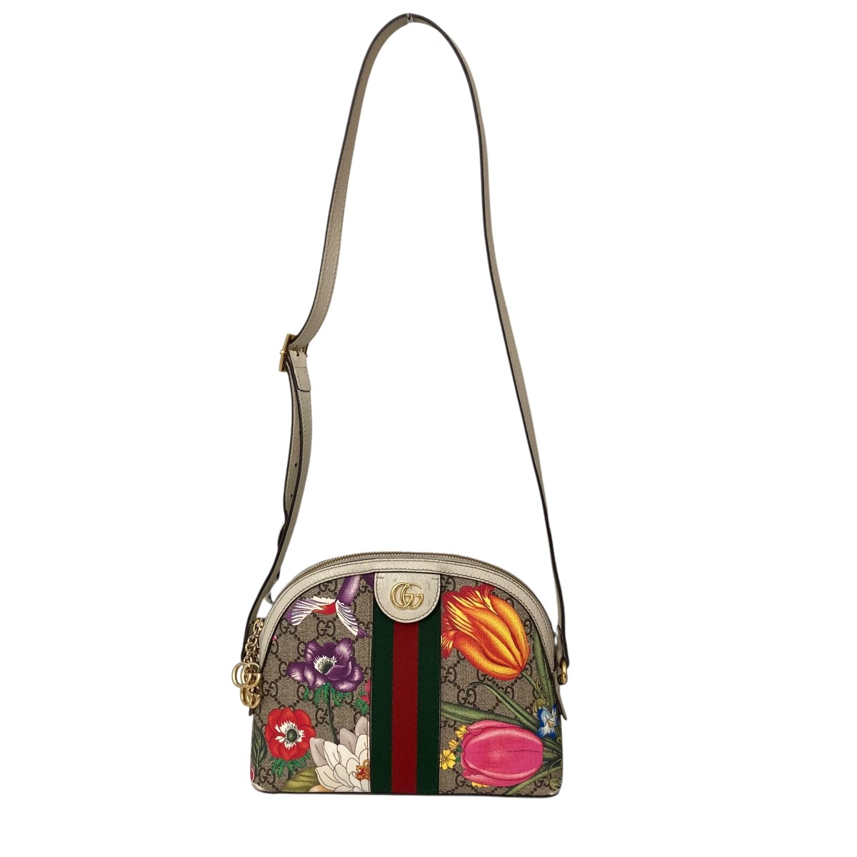 【中古】 GUCCI　 オフィディアスモールウェビングライン 花柄 ショルダーバッグ ベージュ 【011025】（グッチ）