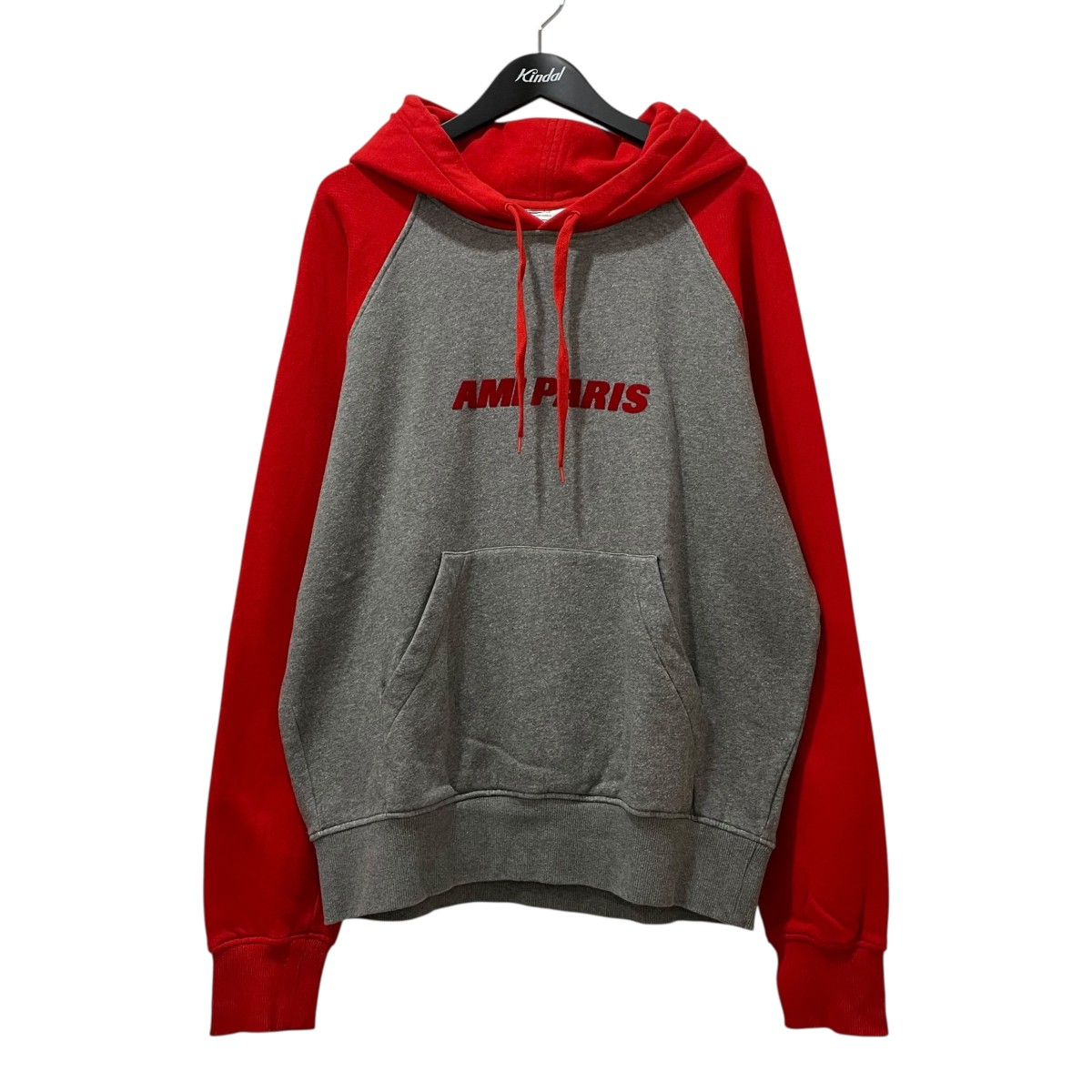 【中古】 AMI Alexandre Mattiussi フーデッドパーカー レッド×グレー サイズ：L 【価格見直し】 11,669円